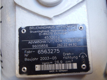 Hydraulisk motor for Entreprenørmaskin Brueninghaus Hydromatik A7VM80HA1U1/63W-VZB010A - 72183401: billede 3