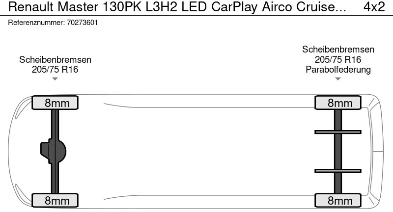 Ny Varevogn Renault Master 130pk L3H2 LED CarPlay Airco Cruise Parkeersensoren L3 12m3 Airco Cruise control: billede 19