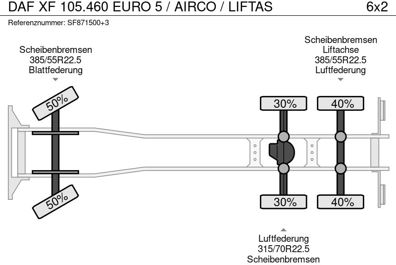 Lastbil chassis DAF XF 105.460 EURO 5 / AIRCO / LIFTAS: billede 12