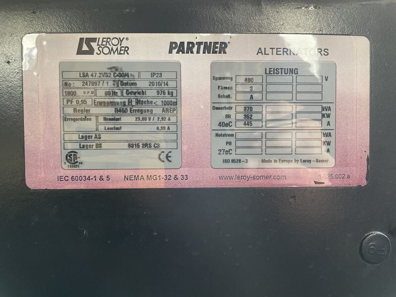 Strømgenerator Caterpillar C13 Leroy Somer 400 kVA Silent generatorset: billede 8