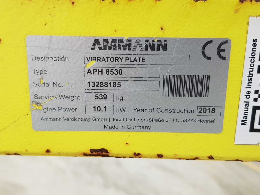 Pladevibrator Ammann APH 6530 Rüttelplatte / 539kg / 2018 / Diesel: billede 9